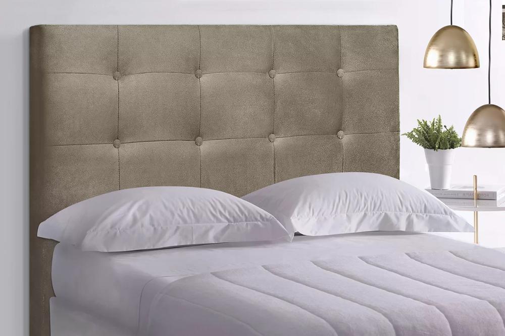 Cabeceira Queen Cama Box 160x129 Cm Helen Suede Bege SBL