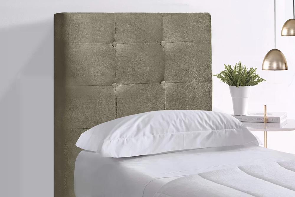 Cabeceira Solteiro Cama Box 90x129 Cm Helen Suede Bege SBL
