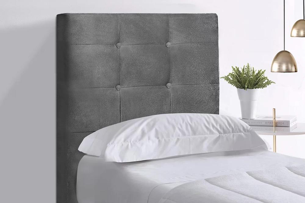 Cabeceira Solteiro Cama Box 90x129 Cm Helen Suede Cinza SBL