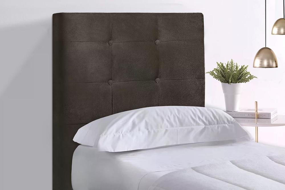 Cabeceira Solteiro Cama Box 90x129 Cm Helen Suede Marrom SBL
