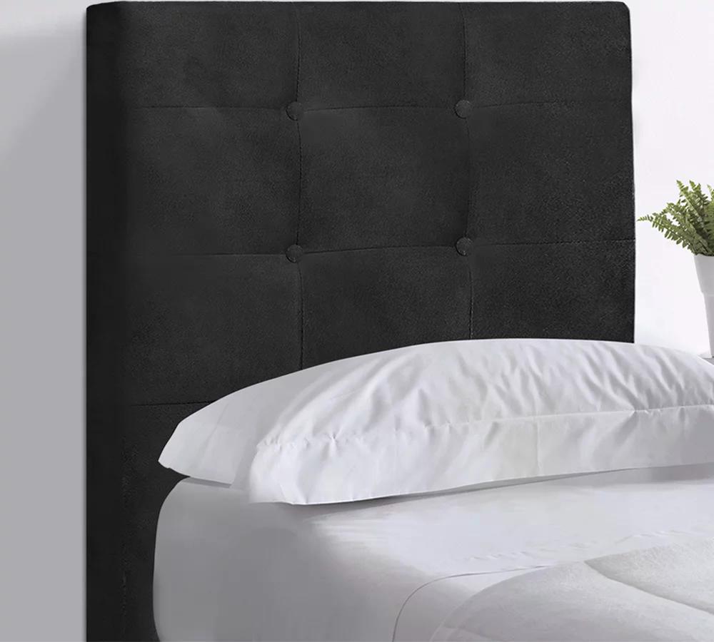 Cabeceira Solteiro Cama Box 90x129 Cm Helen Suede Preto SBL