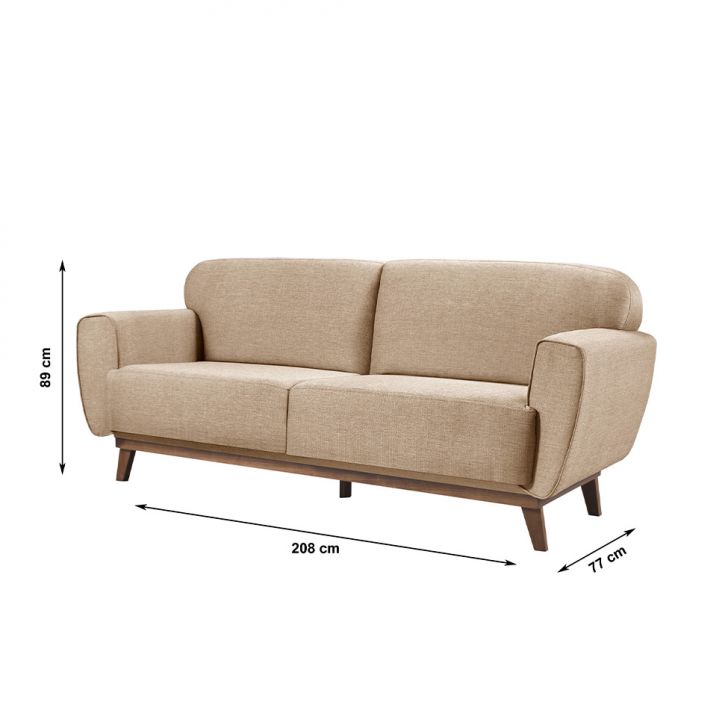 [OUTLET] Sofá 3 Lugares Floret Linho Palha
