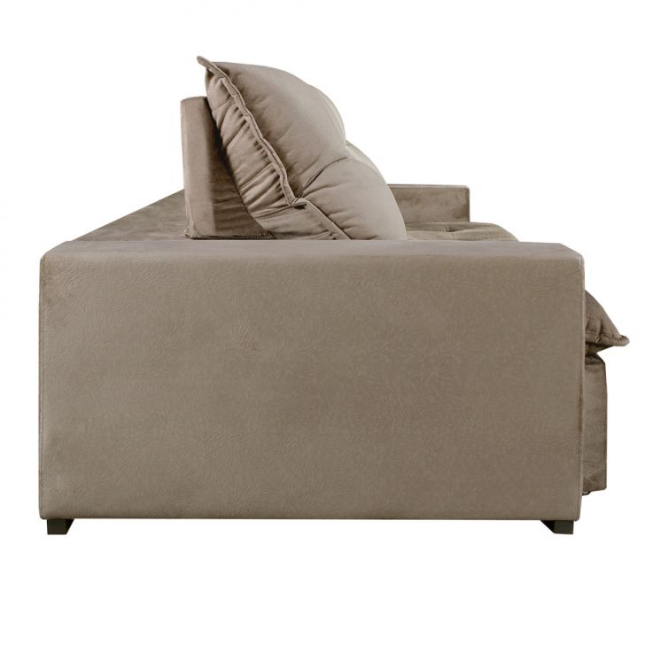 [OUTLET] Sofá 3 Lugares Retrátil Sapucaí Veludo Bege 190 cm