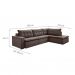 [OUTLET] Sofá 5 Lugares Presidente com Chaise Direito Veludo Marrom Escuro 366 cm