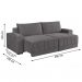 [OUTLET] Sofá 5 Lugares Retrátil Línea Veludo Cinza 290cm