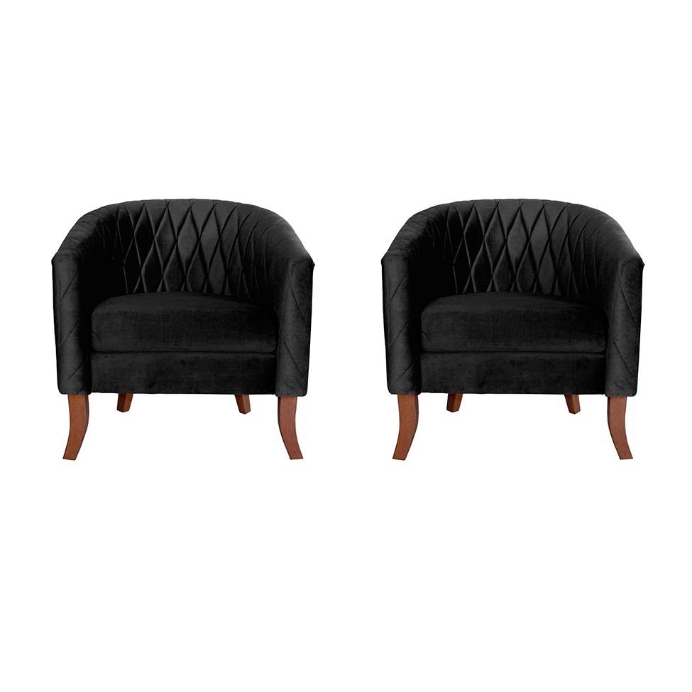 Conjunto com 2 Poltronas Bela Preto