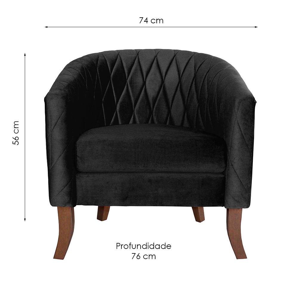 Conjunto com 2 Poltronas Bela Preto