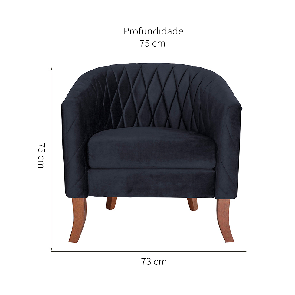 Poltrona Bela Veludo  Preto