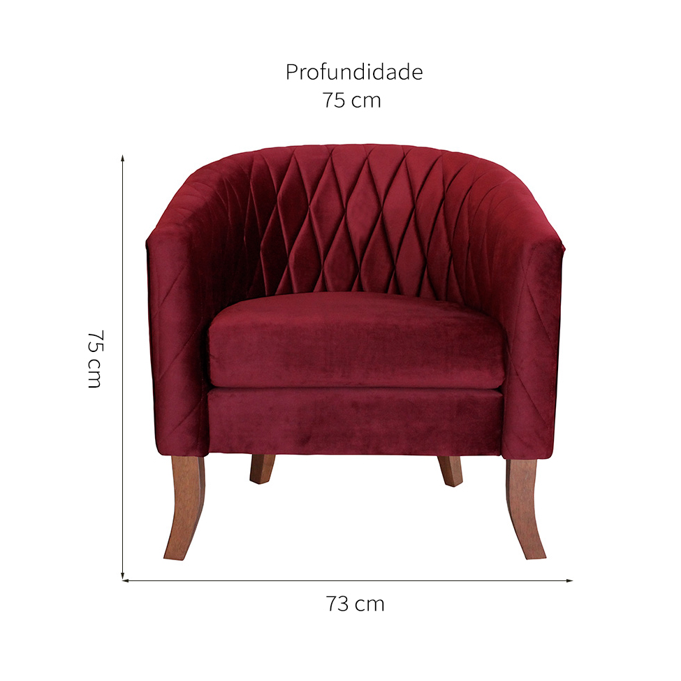 Poltrona Bela Veludo Vermelha