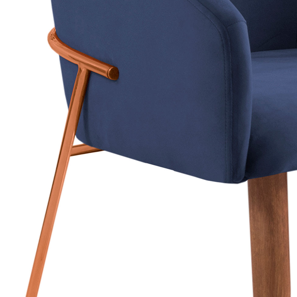 Poltrona Decorativa com Base Cobreada Home Azul