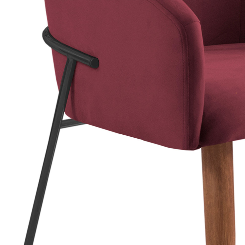 Poltrona Decorativa com Base Preta Home Vinho