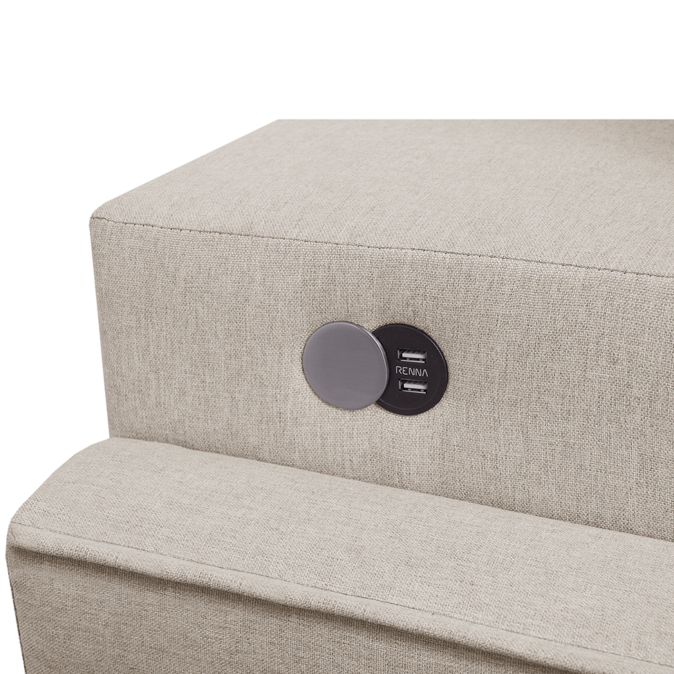 Sofá 2 Lugares Retrátil Moon com USB Linho Cru