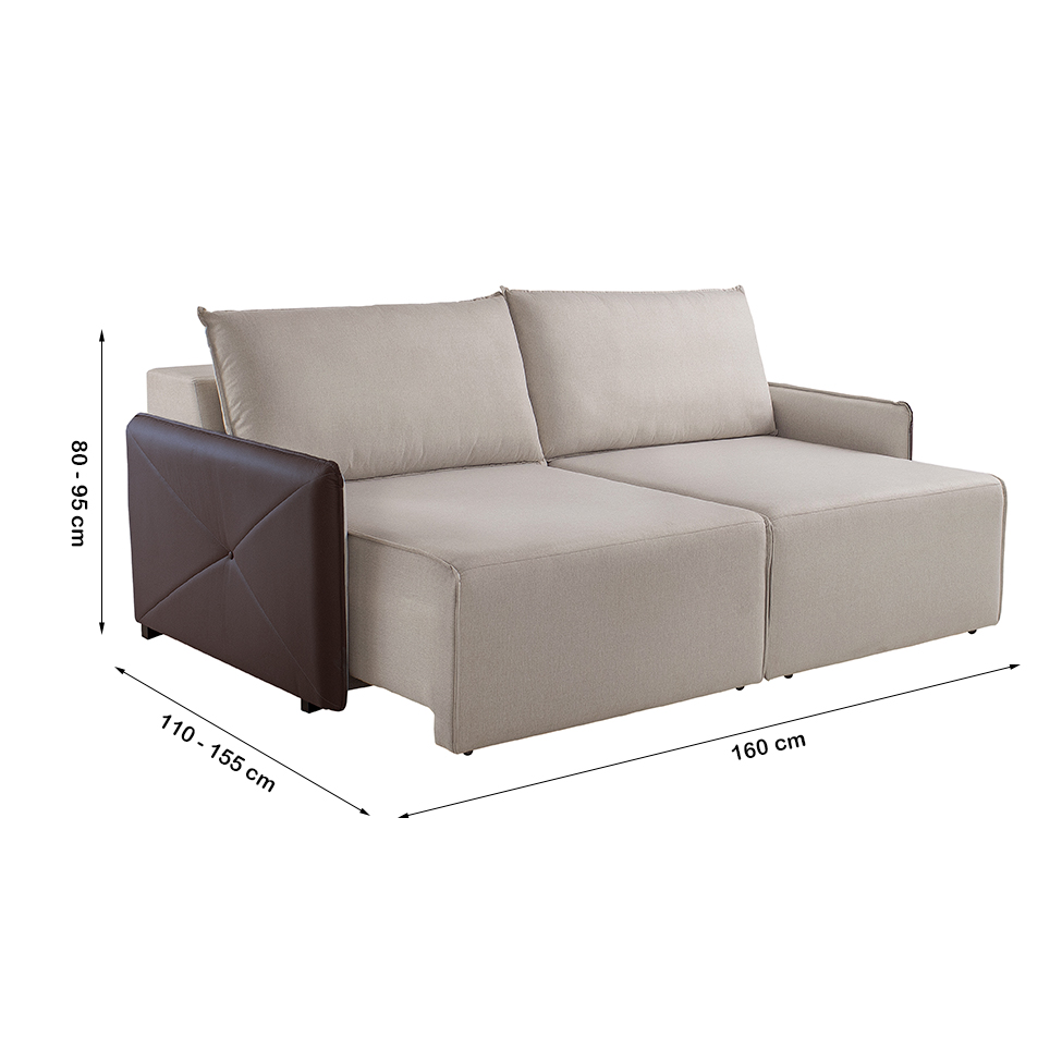 Sofá 2 Lugares Retrátil Urban Linho Bege e Marrom 160 cm