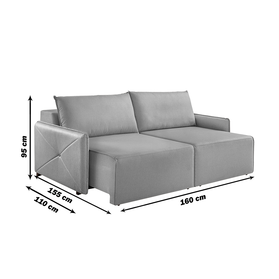 Sofá 2 Lugares Retrátil Urban Linho Cinza 160 cm