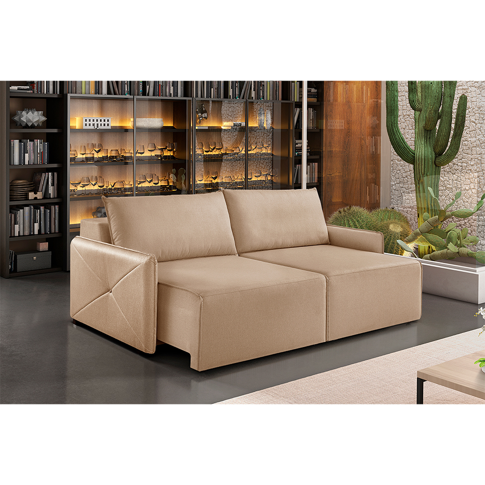 Sofá 2 Lugares Retrátil Urban Linho Palha 160 cm