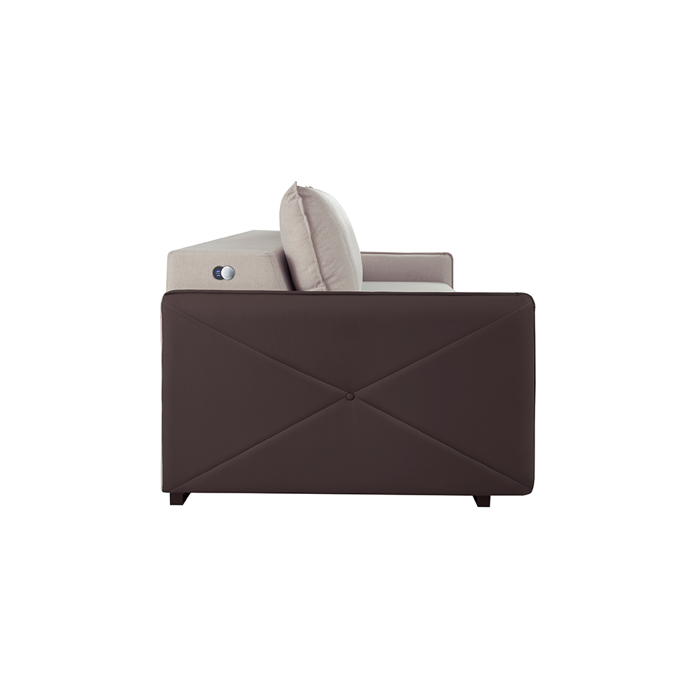 Sofá 2 Lugares Retrátil Urban com Entrada USB Linho Bege e Marrom 160 cm