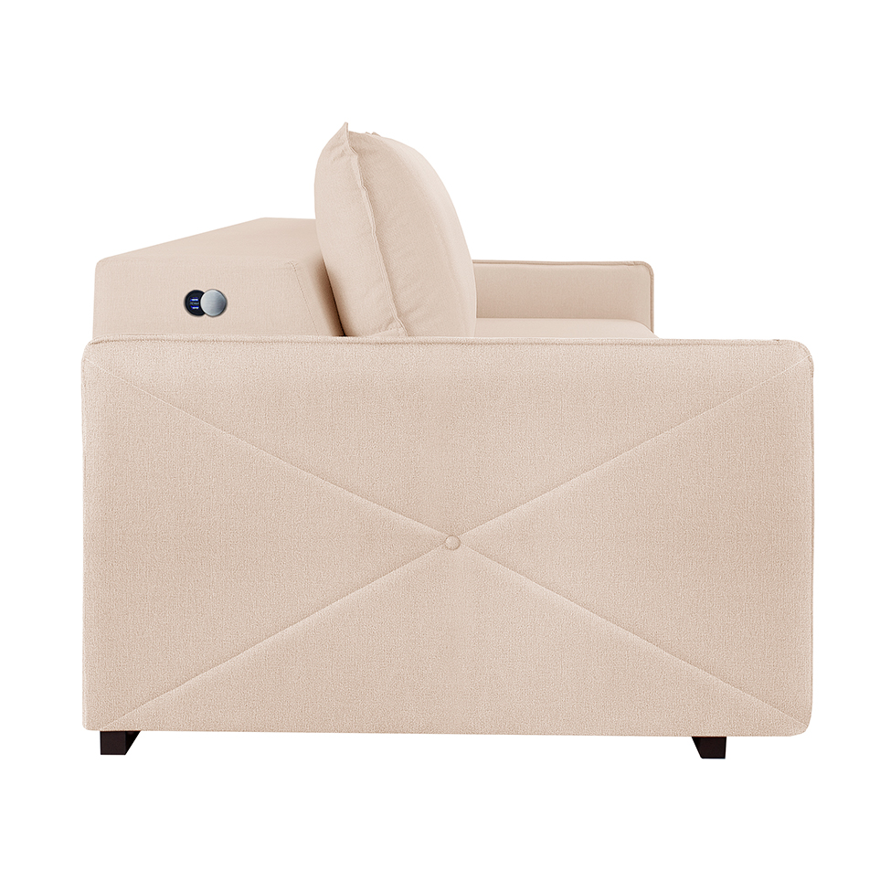 Sofá 2 Lugares Retrátil Urban com USB Linho Bege Claro 160 cm