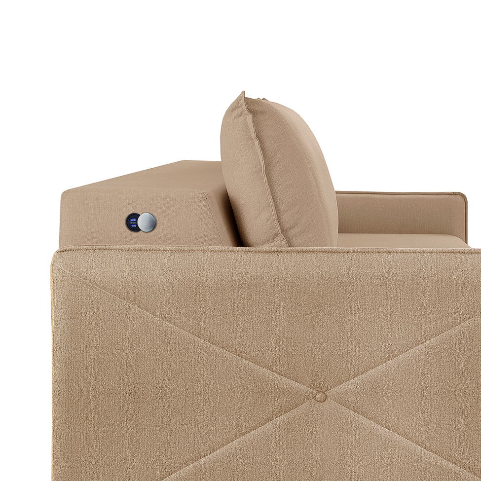 Sofá 2 Lugares Retrátil Urban com USB Linho Palha 160 cm