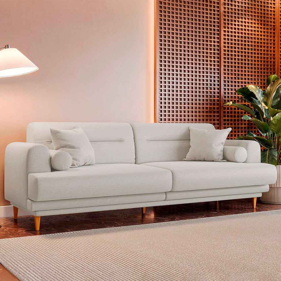 Sofá 3 Lugares Lisboa Linho Bege