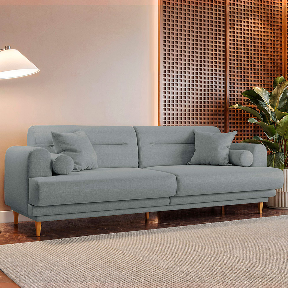 Sofá 3 Lugares Lisboa Linho Chumbo