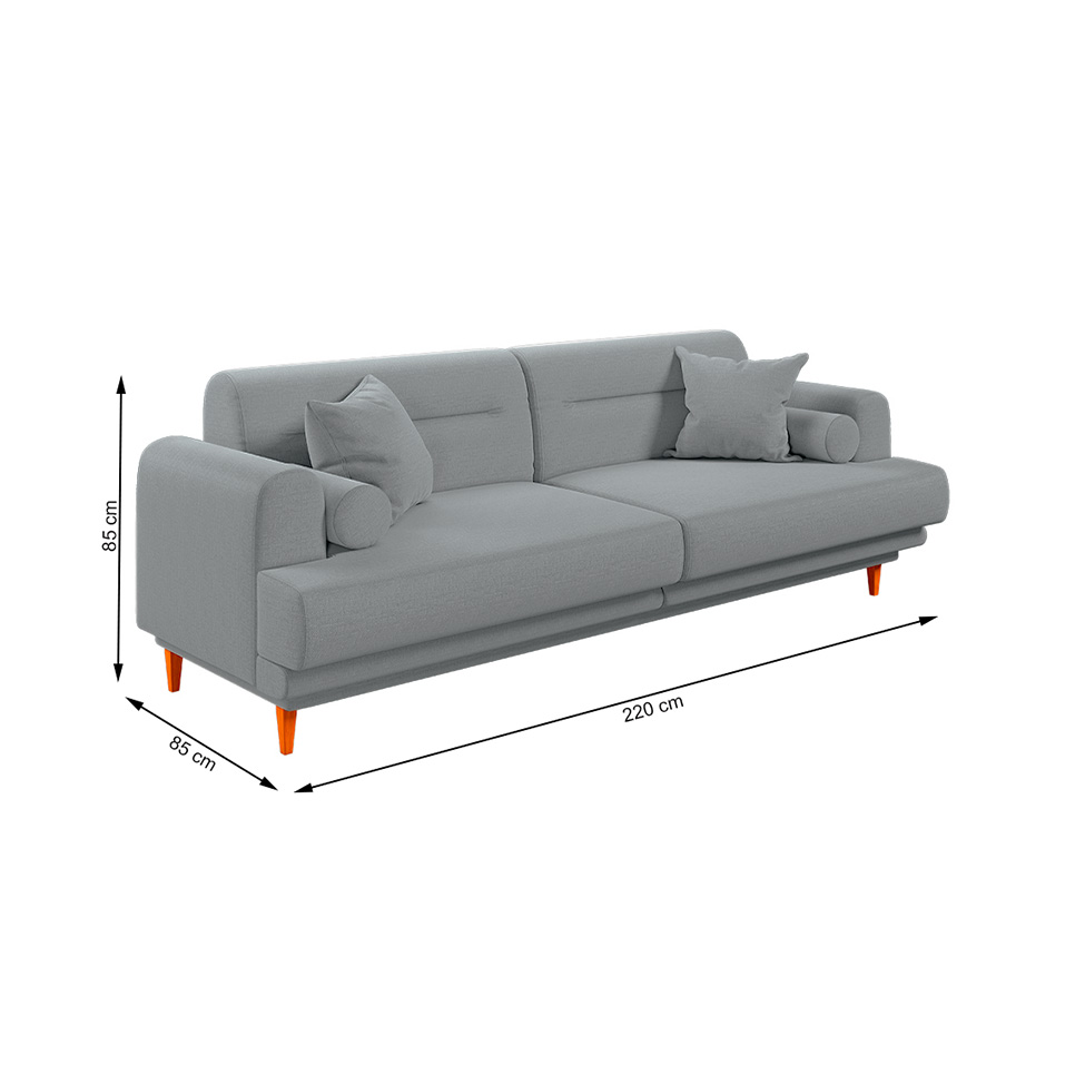 Sofá 3 Lugares Lisboa Linho Chumbo