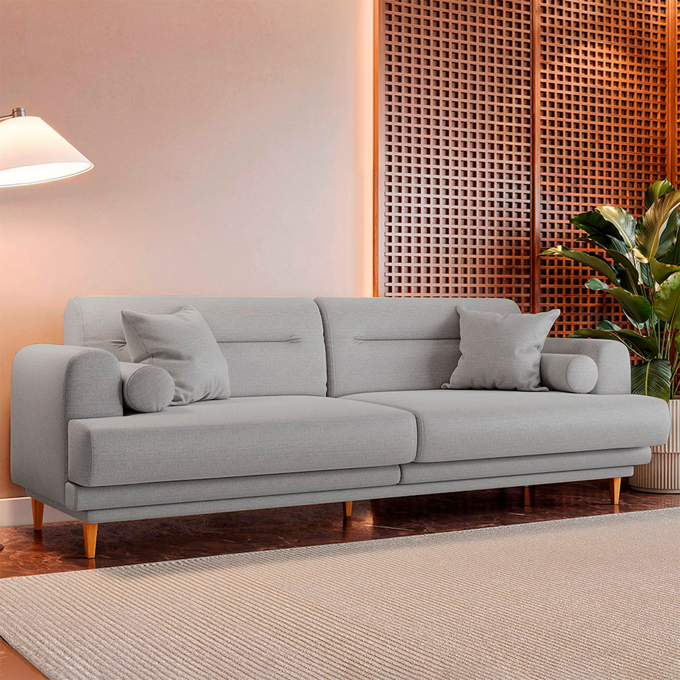 Sofá 3 Lugares Lisboa Linho Grafite