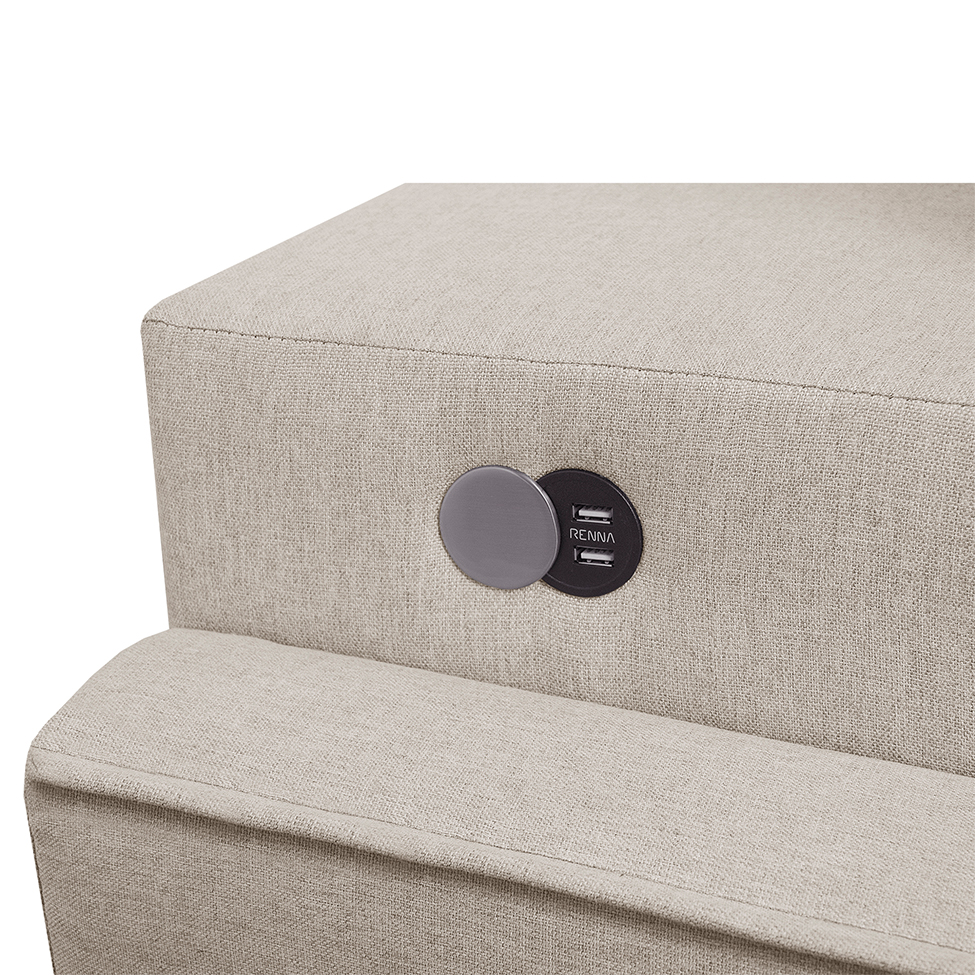 Sofá 3 Lugares Retrátil Moon com USB Linho Cru 220 cm