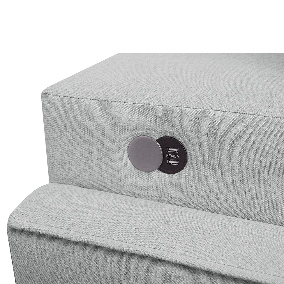 Sofá 3 Lugares Retrátil Moon com USB Linho Gelo 200 cm