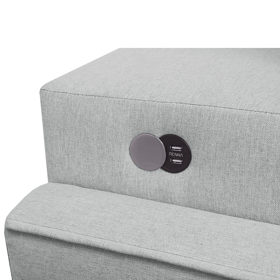 Sofá 3 Lugares Retrátil Moon com USB Linho Gelo 220 cm