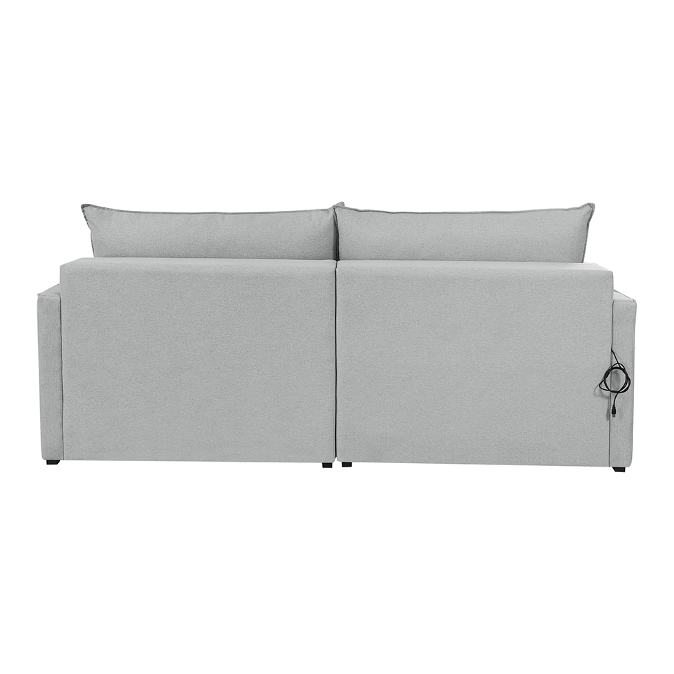 Sofá 3 Lugares Retrátil Moon com USB Linho Gelo 220 cm
