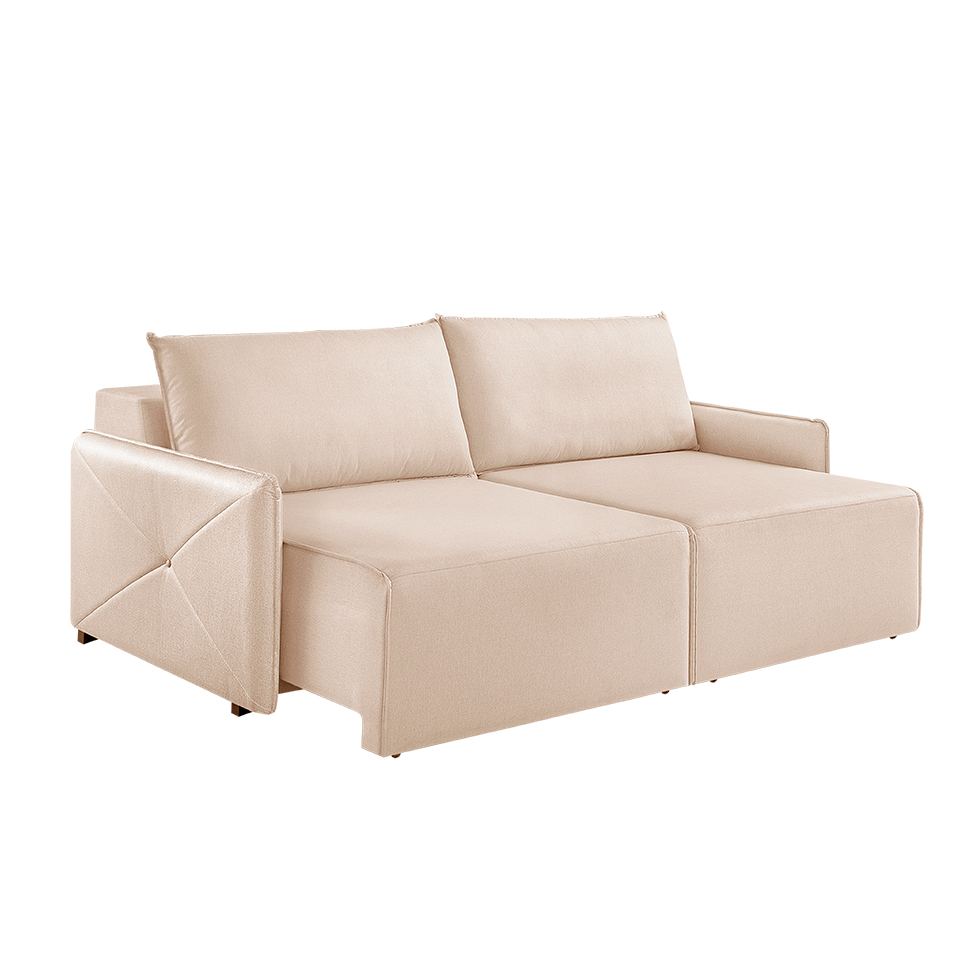 Sofá 3 Lugares Retrátil Urban Linho Bege Claro 220 cm