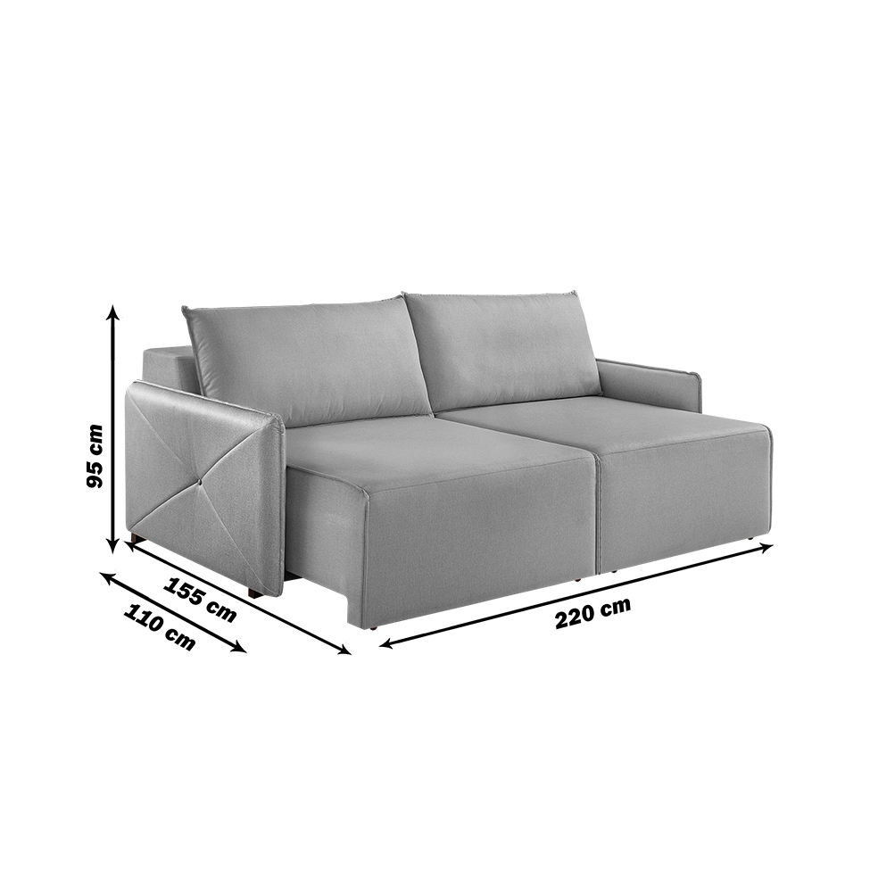 Sofá 3 Lugares Retrátil Urban Linho Bege Claro 220 cm