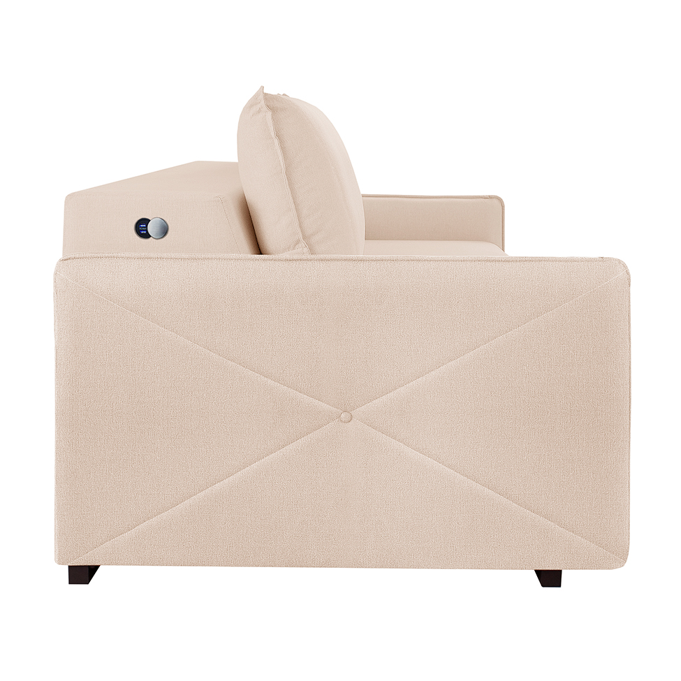 Sofá 3 Lugares Retrátil Urban com USB Linho Bege Claro 200 cm