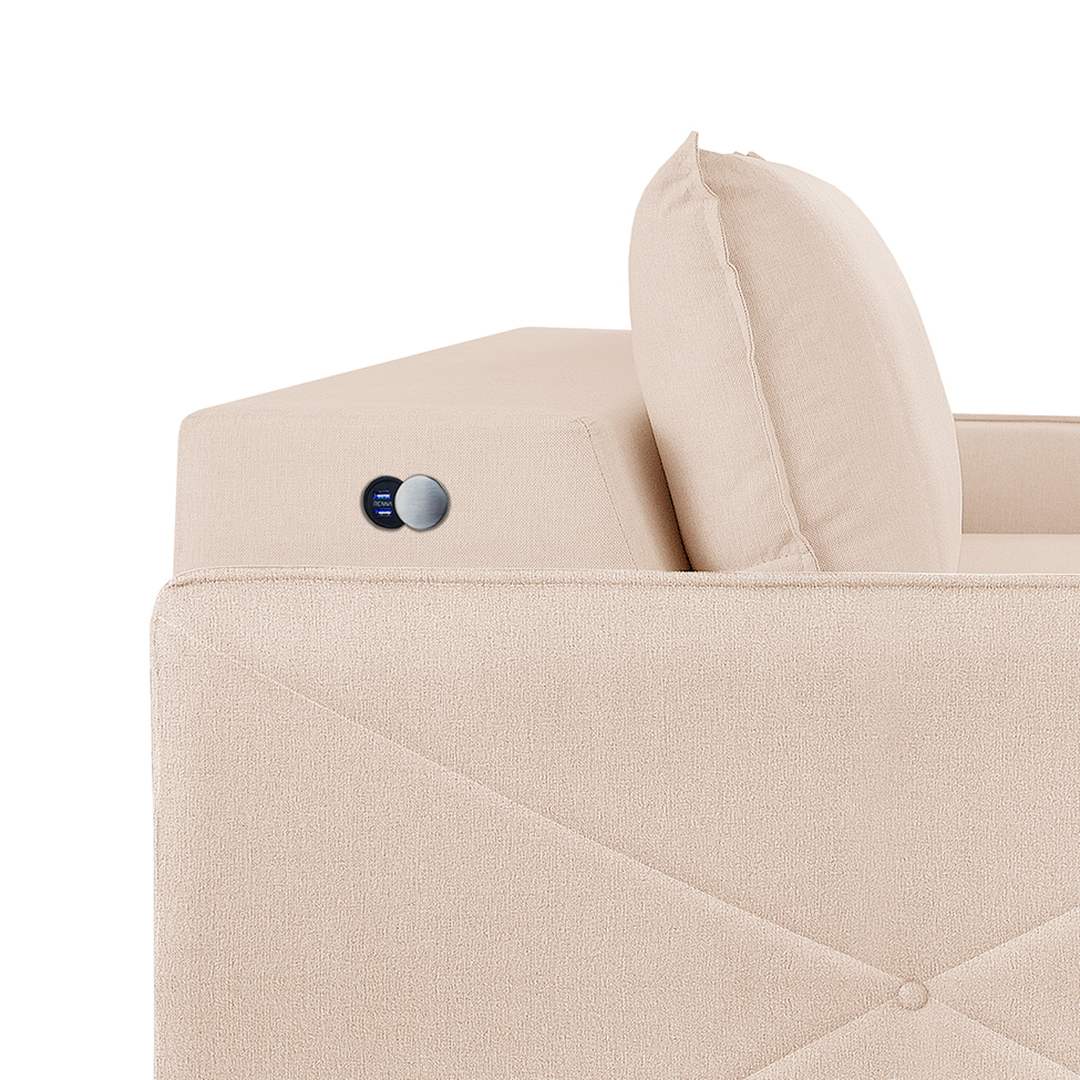 Sofá 3 Lugares Retrátil Urban com USB Linho Bege Claro 200 cm