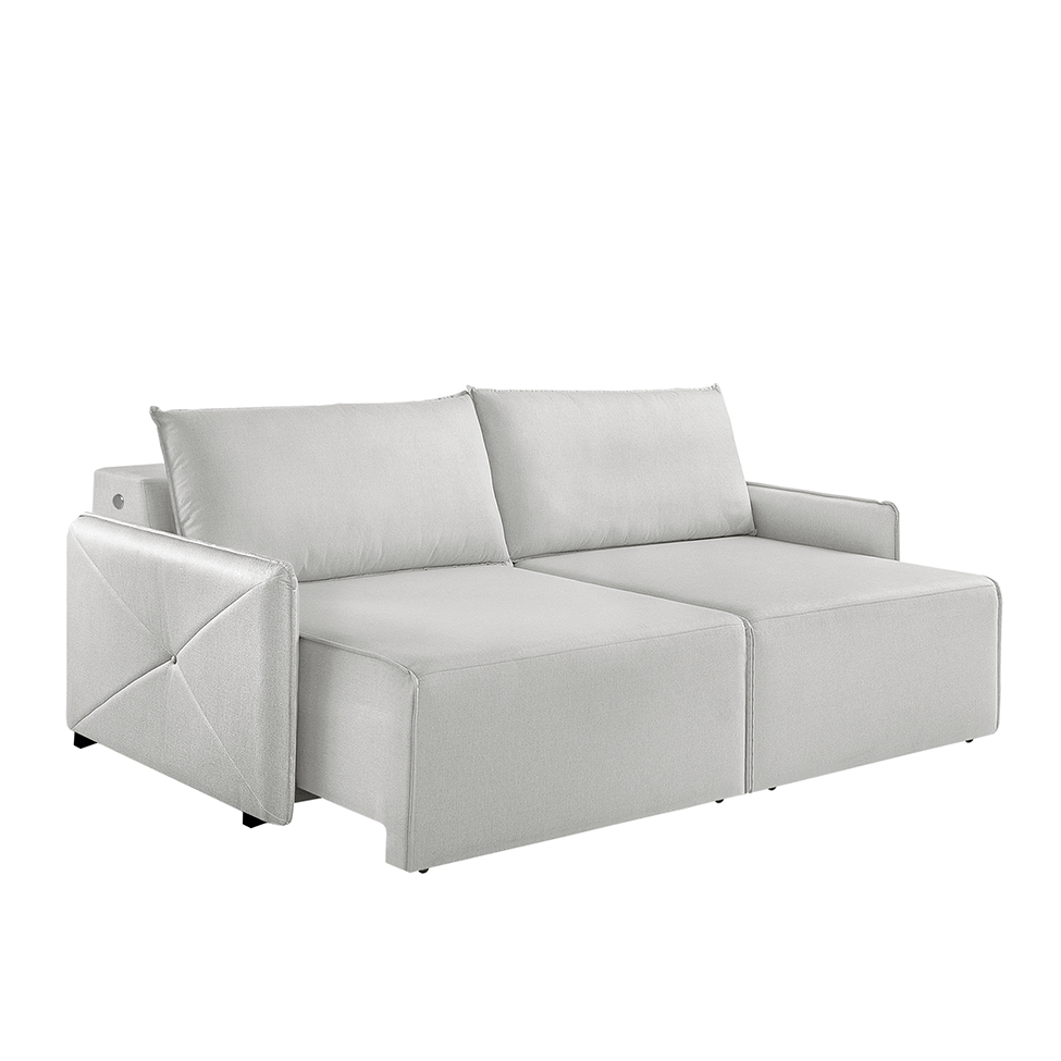 Sofá 3 Lugares Retrátil Urban com USB Linho Cinza 200 cm