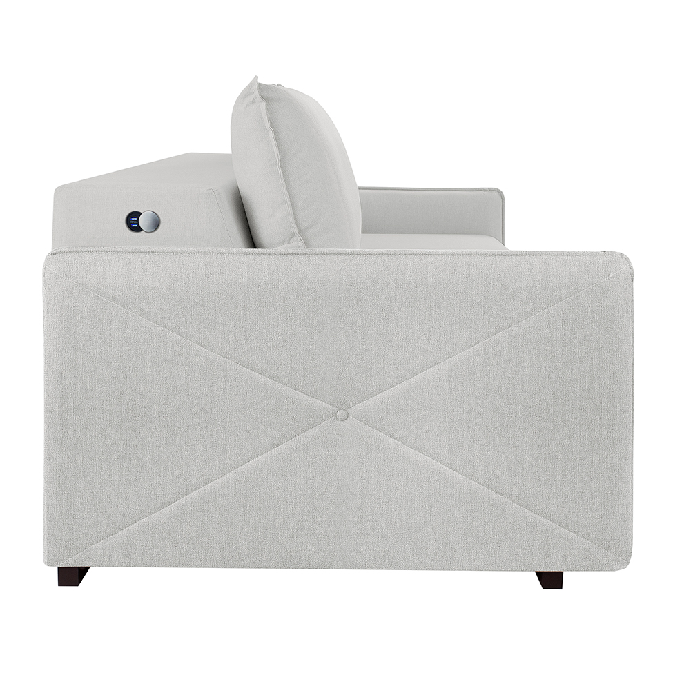 Sofá 3 Lugares Retrátil Urban com USB Linho Cinza 200 cm