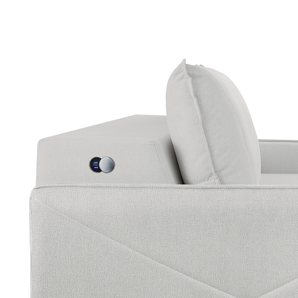 Sofá 3 Lugares Retrátil Urban com USB Linho Cinza 200 cm