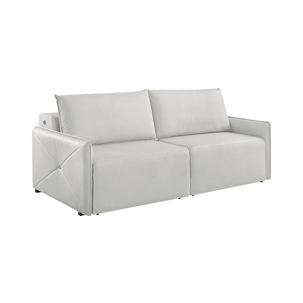 Sofá 3 Lugares Retrátil Urban com USB Linho Cinza 220 cm