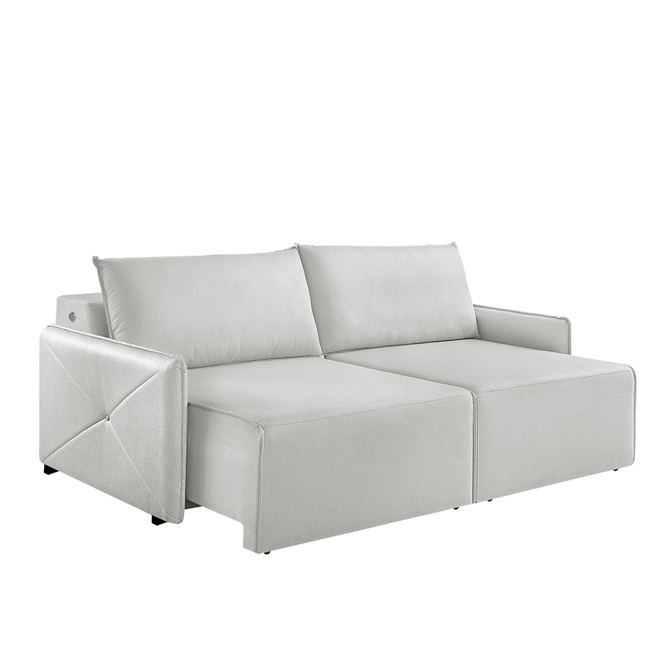 Sofá 3 Lugares Retrátil Urban com USB Linho Cinza 220 cm