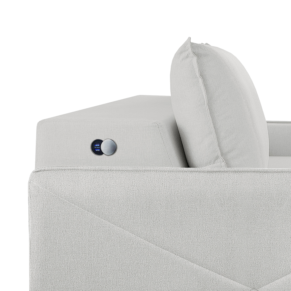 Sofá 3 Lugares Retrátil Urban com USB Linho Cinza 220 cm