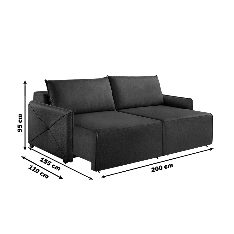 Sofá 3 Lugares Retrátil Urban com USB Linho Grafite 200 cm