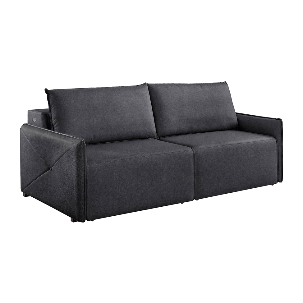 Sofá 3 Lugares Retrátil Urban com USB Linho Grafite 220 cm