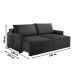 Sofá 3 Lugares Retrátil Urban com USB Linho Grafite 220 cm