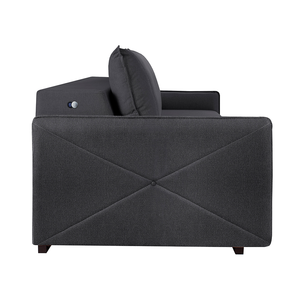Sofá 3 Lugares Retrátil Urban com USB Linho Grafite 220 cm