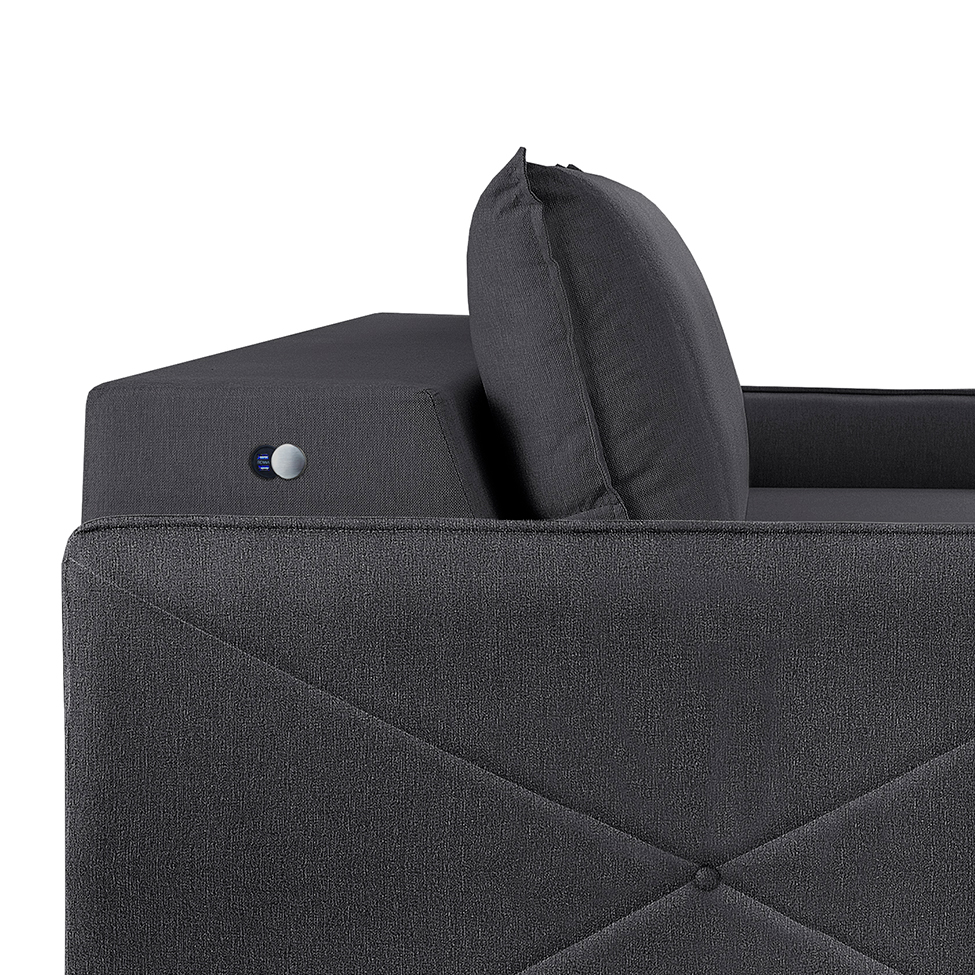 Sofá 3 Lugares Retrátil Urban com USB Linho Grafite 220 cm