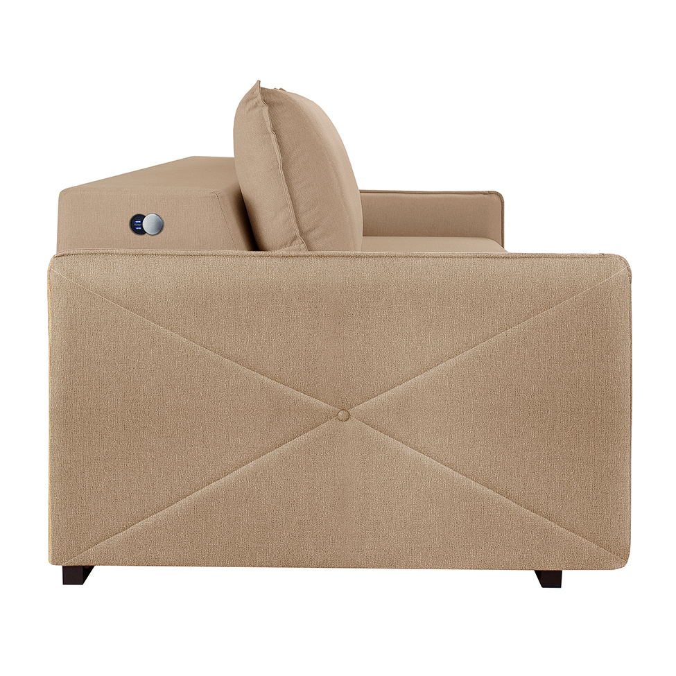 Sofá 3 Lugares Retrátil Urban com USB Linho Palha 220 cm