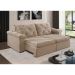 Sofá 3 Lugares Retrátil e Reclinável Astor Veludo Bege 242 cm