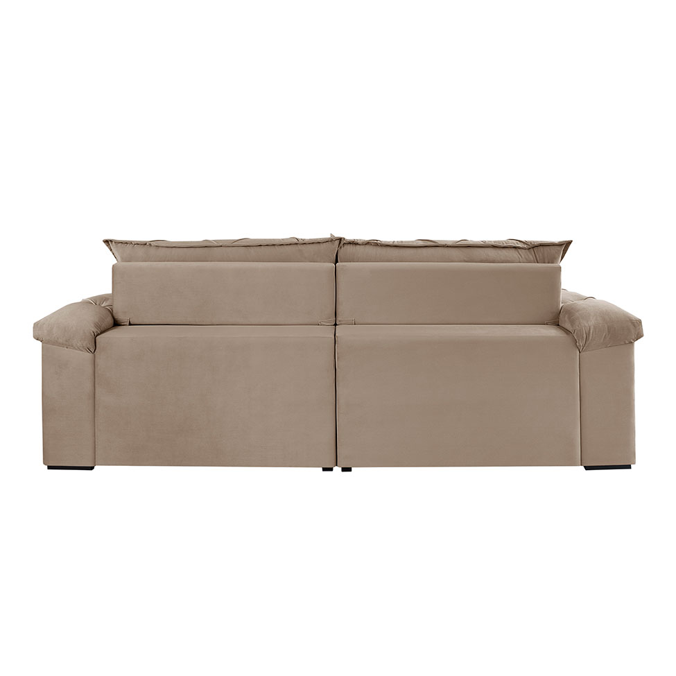 Sofá 3 Lugares Retrátil e Reclinável Astor Veludo Bege 242 cm