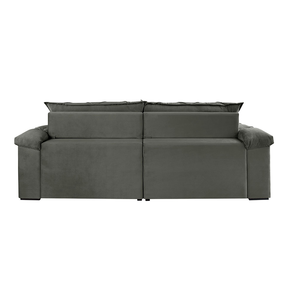 Sofá 3 Lugares Retrátil e Reclinável Astor Veludo Cinza 242 cm