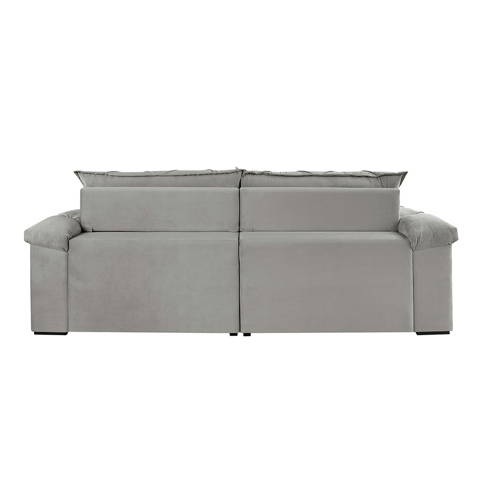Sofá 3 Lugares Retrátil e Reclinável Astor Veludo Cinza Prateado 202 cm
